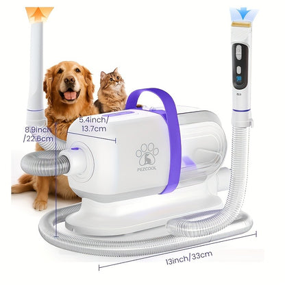 Pet Grooming Vacuum Kit 8-in-1 with 12000Pa Suction – Dog & Cat Hair Vacuum for Shedding, 6 Grooming Tools, 74oz Dust Cup, Low Noise