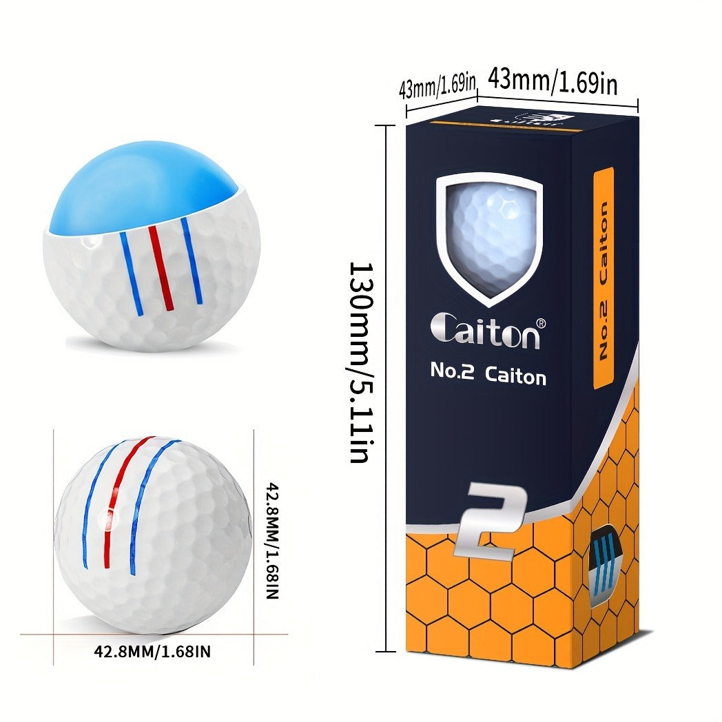 Golf Balls 6pcs Long Distance High Speed with 360-Degree Aiming Line Add 40+ Yards Distance Durable Performance Golf Ball Set for Men Women