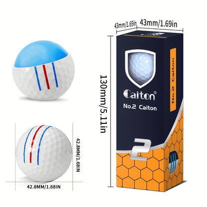 Golf Balls 6pcs Long Distance High Speed with 360-Degree Aiming Line Add 40+ Yards Distance Durable Performance Golf Ball Set for Men Women