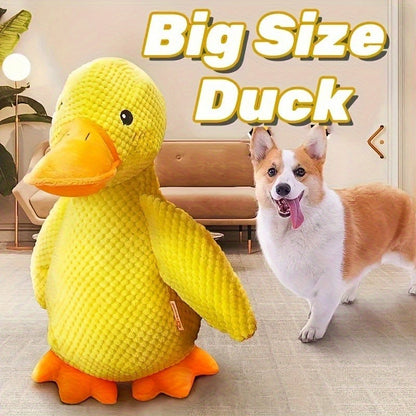 Large Plush Duck Dog Toy with Squeaker – Bite-Resistant Soft Chew Toy for Puppies & Large Breed Dogs, Durable Teething Toy for Golden