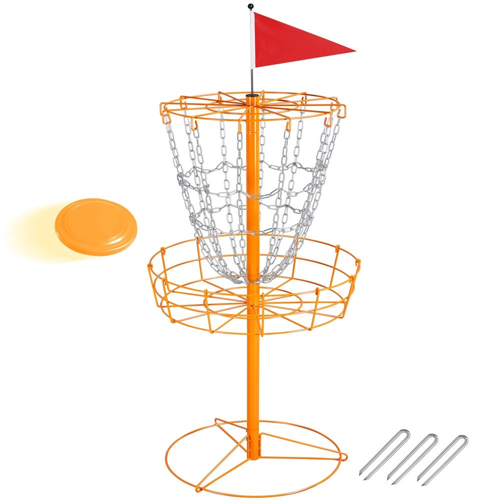 Portable Disc Golf Basket 12 Chain – Heavy Duty Metal Frame, Galvanized Chains, Easy Assembly, Indoor & Outdoor Practice Target