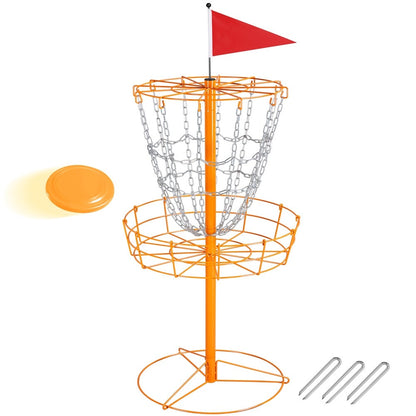 Portable Disc Golf Basket 12 Chain – Heavy Duty Metal Frame, Galvanized Chains, Easy Assembly, Indoor & Outdoor Practice Target