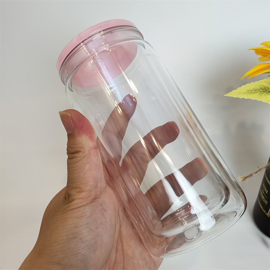 Snow Globe Tumbler Drinkware Bulk Set, 16oz Double-Wall Plastic Cups with Lids, Straws and Pre-Drilled Holes