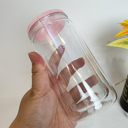 Snow Globe Tumbler Drinkware Bulk Set, 16oz Double-Wall Plastic Cups with Lids, Straws and Pre-Drilled Holes