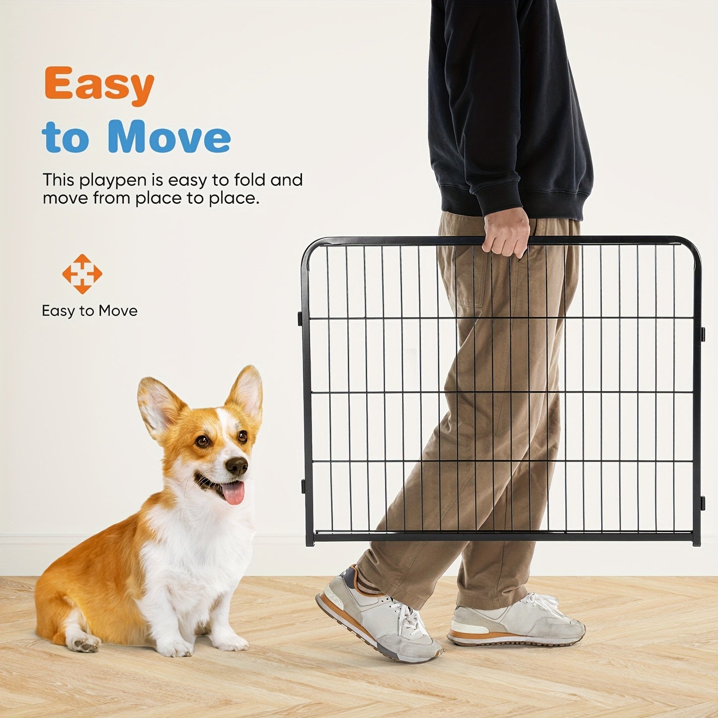 Metal Dog Playpen with Door DIY 8 or 16 Panel Foldable Pet Pen for Small Medium Large Dogs Puppies Easy Assemble Indoor Outdoor Use 24 32 40