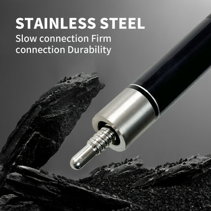 57-Inch Carbon Fiber Pool Cue with 13mm Tip, Two-Piece Black Patterned Design and Metal Joint
