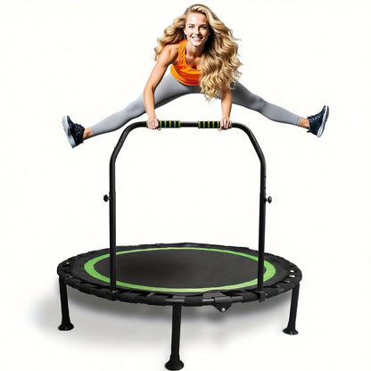 Mini Trampoline 40 Inch Collapsible Fitness Rebounder 660LBS Capacity, Adjustable Foam Handle Bars, Durable Elastic Straps & Thick Steel