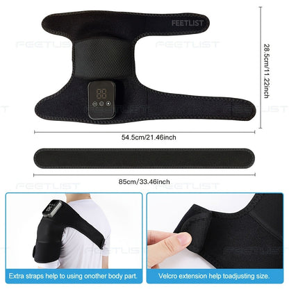 Cordless Heated Shoulder Massager with Vibration – 3 Heat Levels & 3 Vibration Intensities Electric Heating Pad for Shoulder