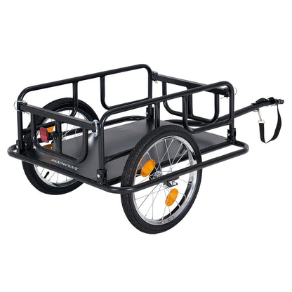 Foldable Bike Cargo Trailer, Bicycle Wagon Cart 176 Lbs Capacity, 16" Wheels, Reinforced Steel