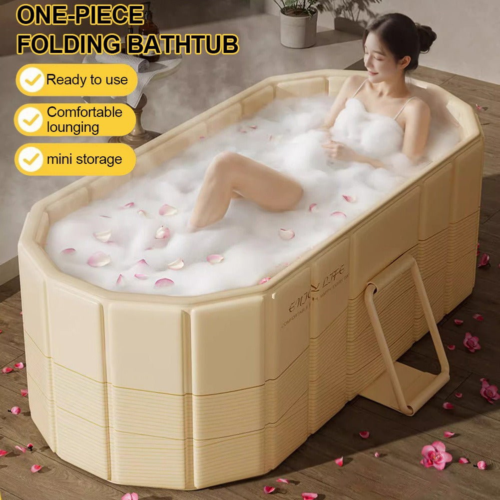 Ice Bath Tub Foldable Portable with Dual Drainage, Collapsible Cold Plunge & Hot Bath Tub for Garden, Patio and Yard Use