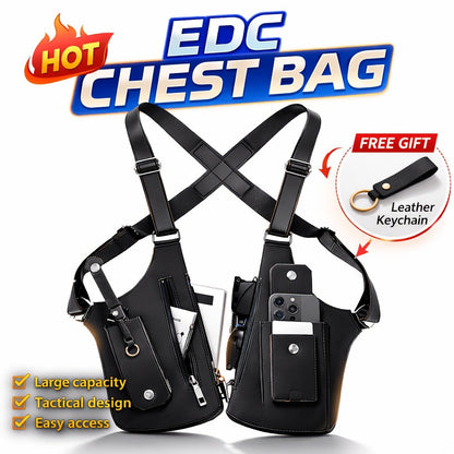 Men's Vintage Chest Bag with Hands-Free Phone Holder – Lightweight Crossbody Vest Pack for Cycling, Hiking, Running & Fitness