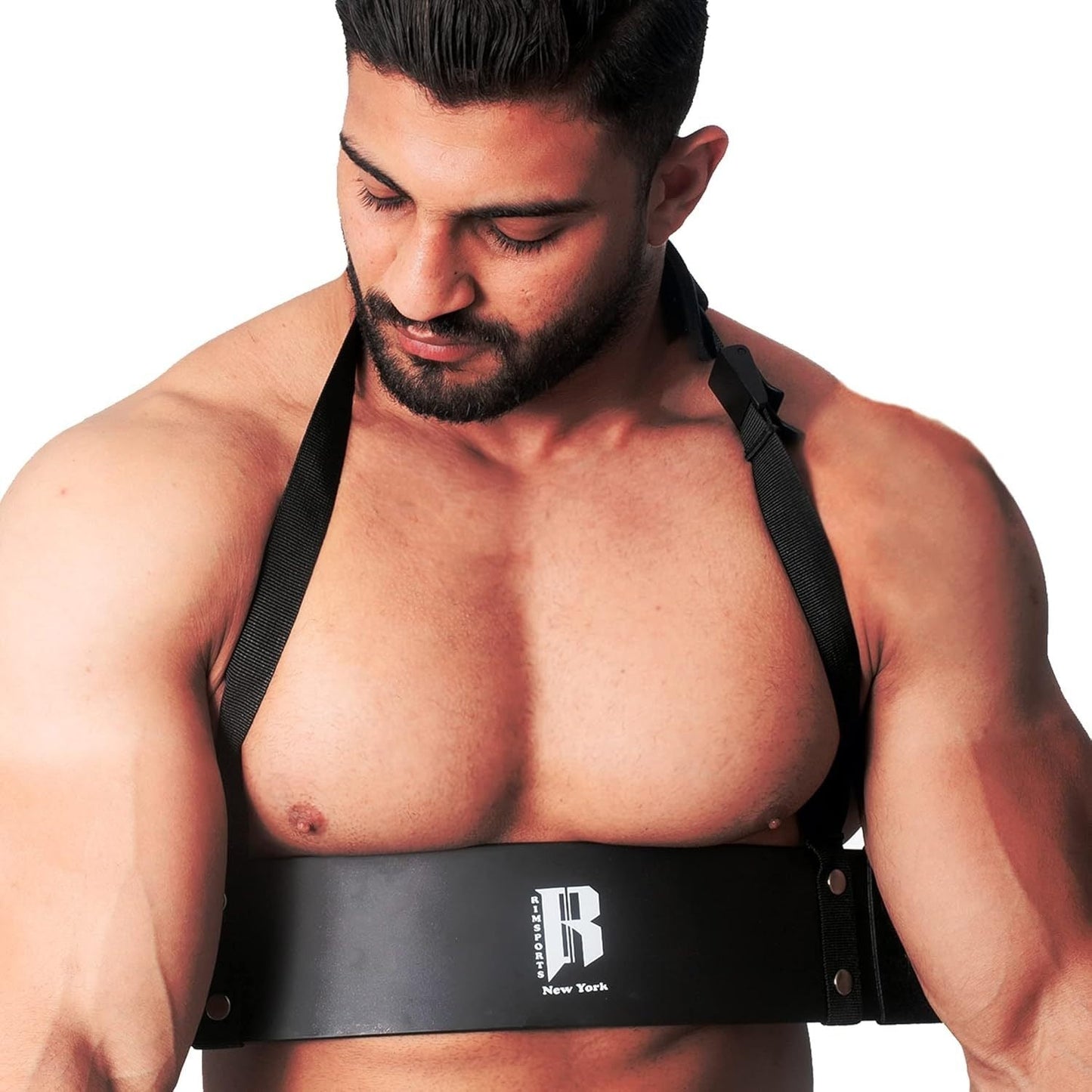Arm Blaster for Biceps & Triceps – Heavy Duty Aluminum Bicep Curl Isolator, Adjustable Strap with Neck & Elbow Pads