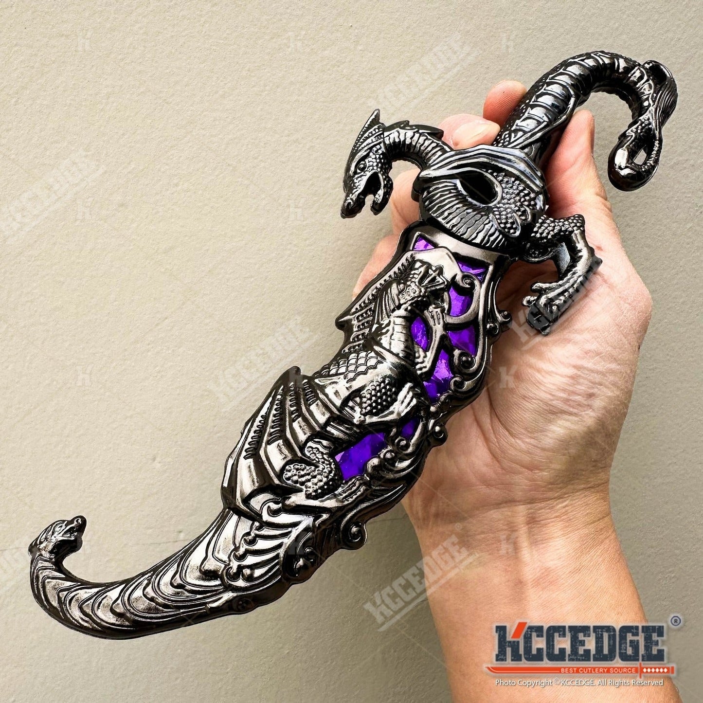 Medieval Fantasy Fixed Blade Knife with Scabbard – 9" Dragon Cosplay Collectible Dagger, 440 Stainless Steel