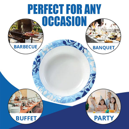 Paper Plates 10 Inch Botanical Leaf Design Soak Proof Disposable Dinner Plates for Party BBQ Holiday Everyday Use 50 100 204 Count