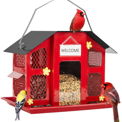Metal Bird Feeder for Outside – 4 Lbs Large Capacity Hanging Wild Bird Feeder, for Garden, Yard and Pest Management
