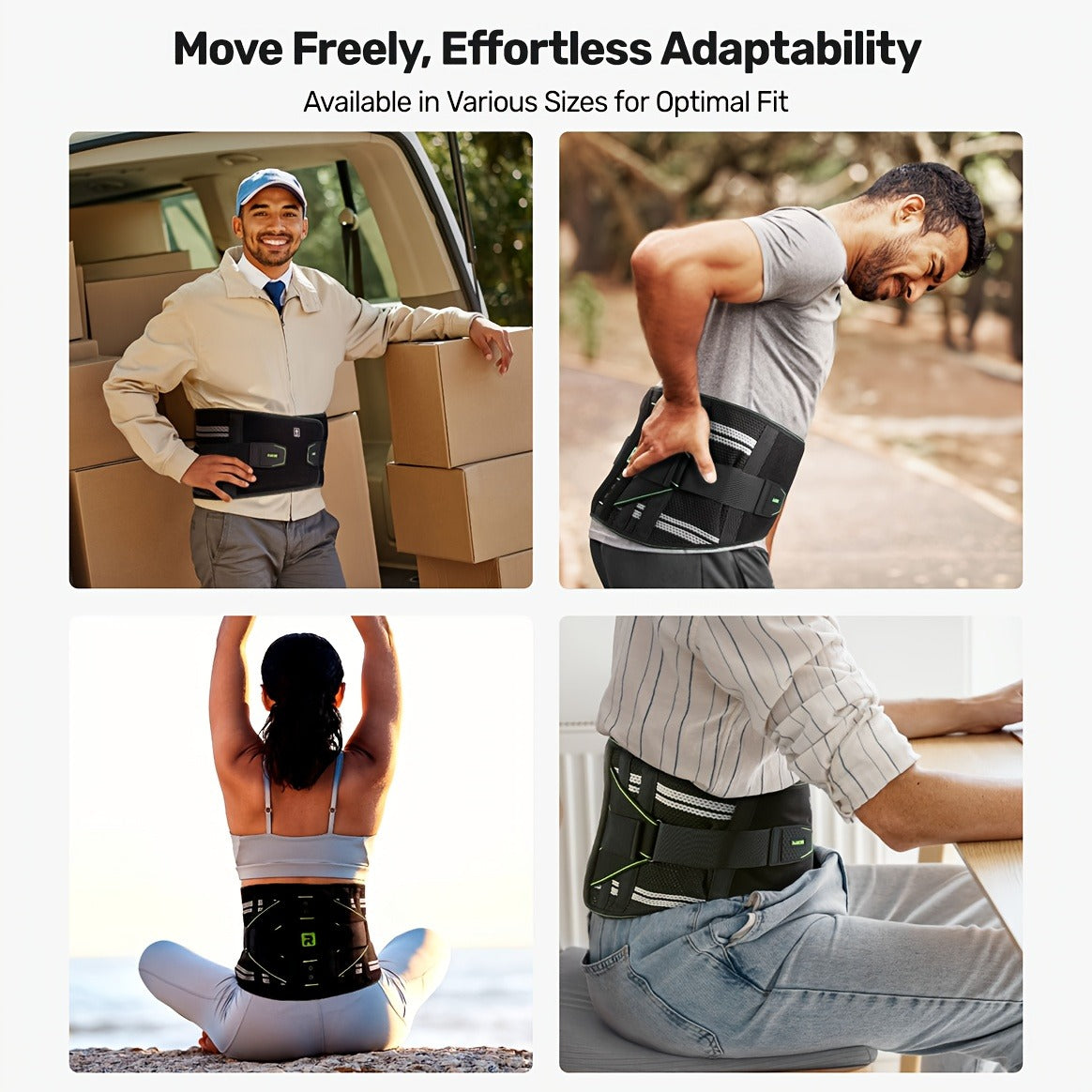 Lumbar Support Back Brace with Massage Pad for Men Women Breathable Lower Back Support Belt Adjustable Strap Pain Relief Posture Corrector