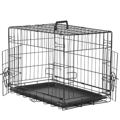 Folding Wire Dog Crate in 24, 30 or 36 Inches with Divider, Removable Tray and Door Options