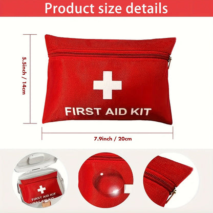 First Aid Bag 16-Pack – Empty Water-Resistant Nylon Pouch with Full-Open Zipper & Cross Symbol, Lightweight Portable Medical Bag for Home