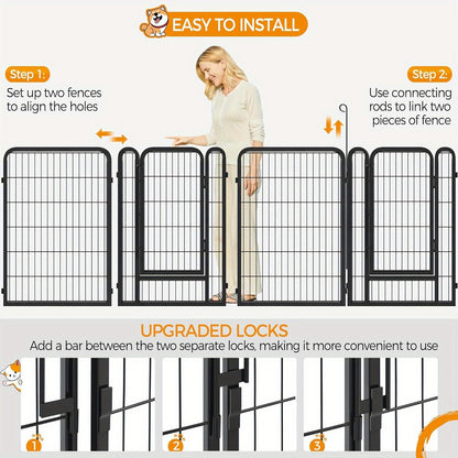 Dog Playpen Heavy Duty Foldable – 8 & 16 Panel Pet Exercise Pen for Large Medium Small Dogs, Portable Indoor Outdoor Puppy Pen for Yard