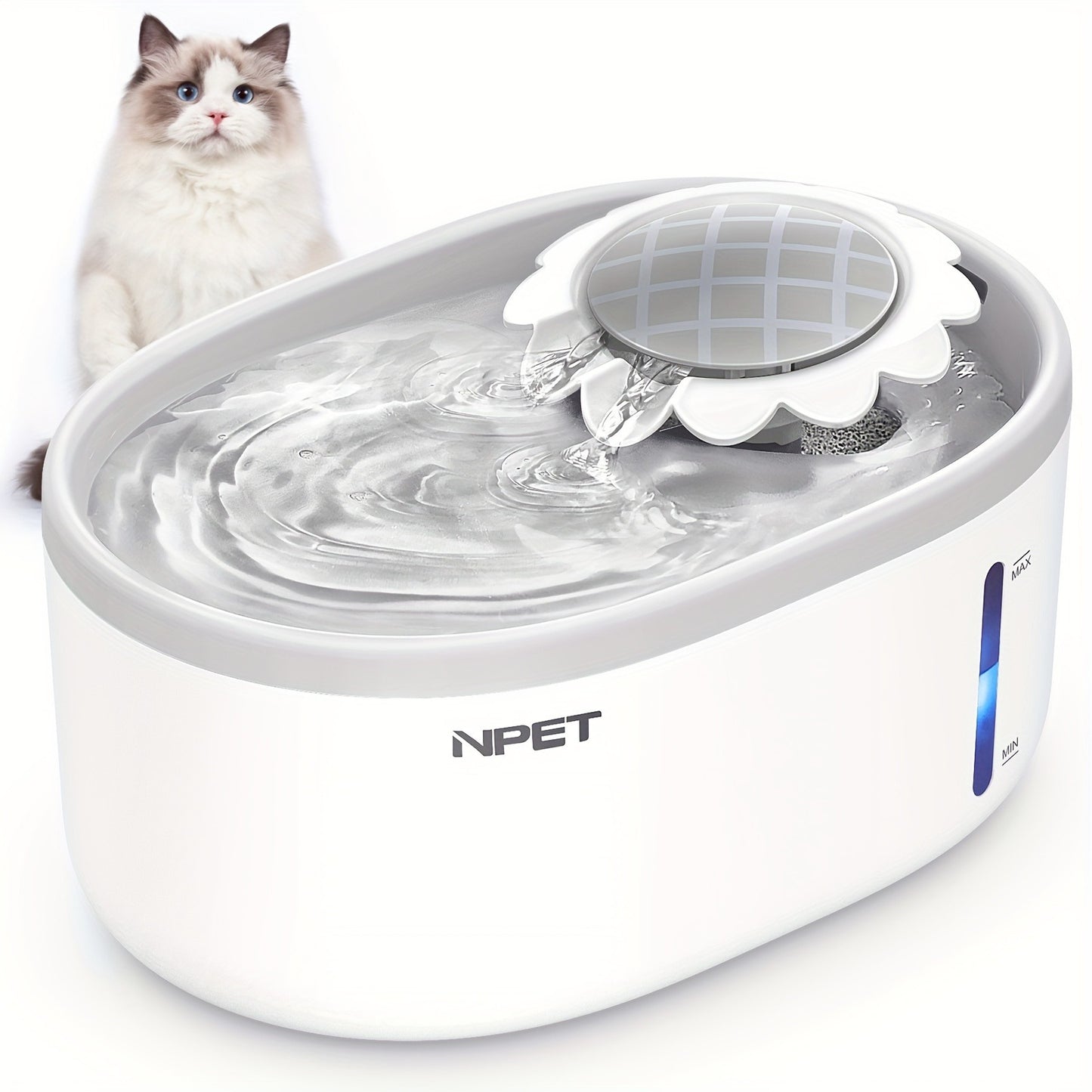 Automatic Pet Water Fountain 2L / 67oz – Ultra-Quiet Pump, Visible Water Level Window, Cat & Dog Water Dispenser, Safe BPA-Free Design