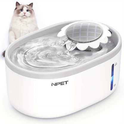 Automatic Pet Water Fountain 2L / 67oz – Ultra-Quiet Pump, Visible Water Level Window, Cat & Dog Water Dispenser, Safe BPA-Free Design