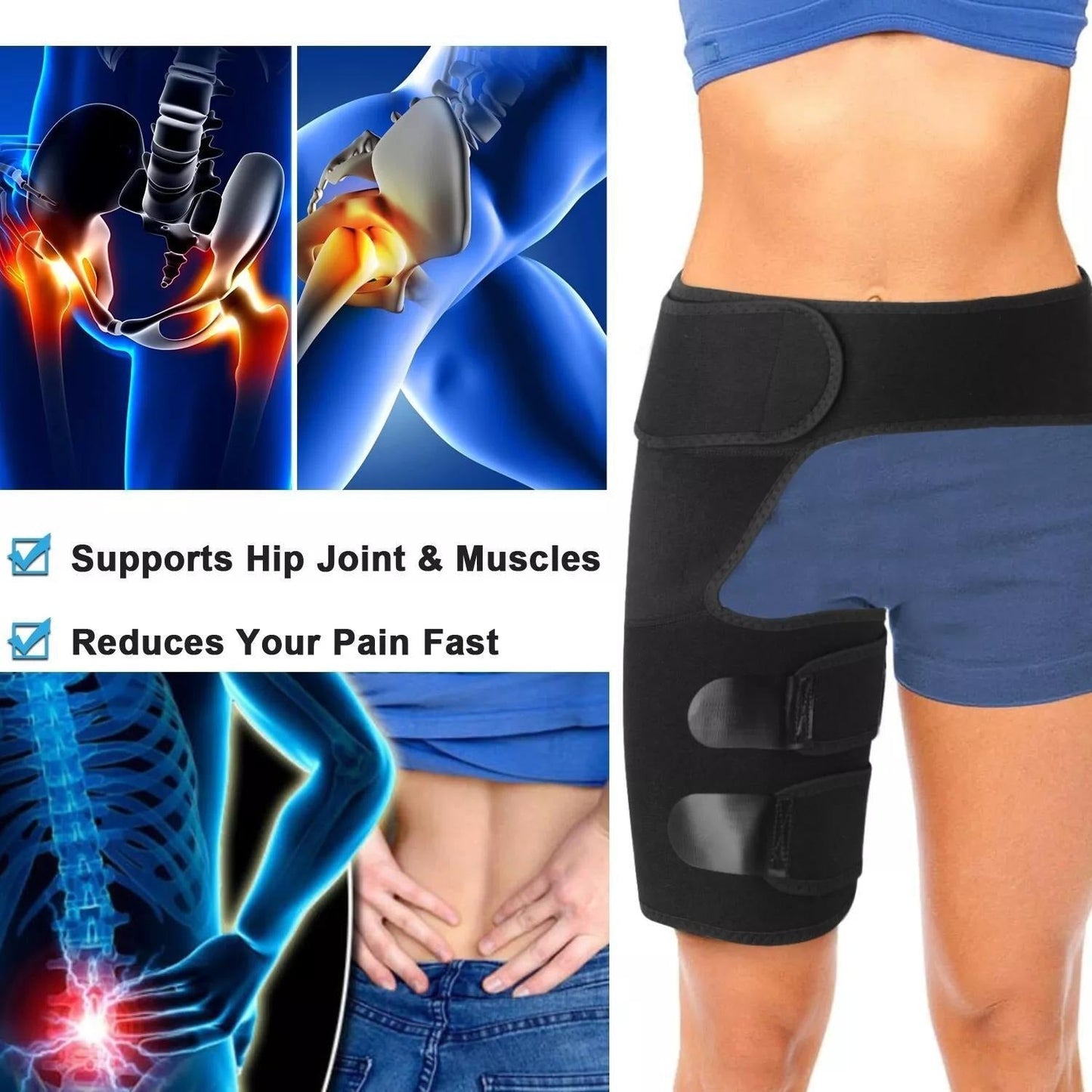 Groin Support Wrap & Thigh Compression Brace for Men & Women – Adjustable Hip Joint Stabilizer for Sciatica