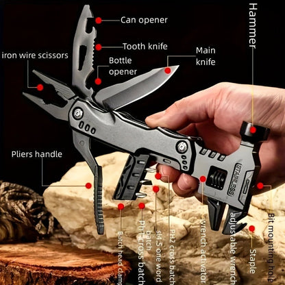 Multitool Folding Pliers Hammer Wrench Combo 4-in-1 Portable Camping Multi-Function Tool for Outdoor Survival Vehicle Emergency Household
