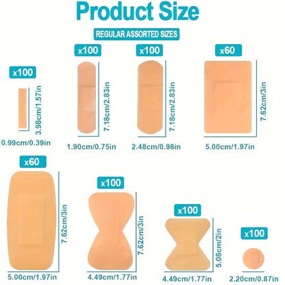 720-Piece Variety Bandages Pack – Assorted Sizes Breathable Adhesive Bandages Bulk Set with Fingertip & Knuckle Bandages for First Aid