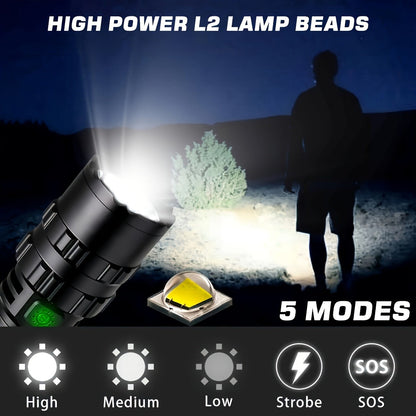 Picatinny Rail Flashlight 2 Pack – High Lumen Tactical Torch, 5 Modes, USB Rechargeable, 20mm Rail Mount, Wrist Strap & Remote Switch