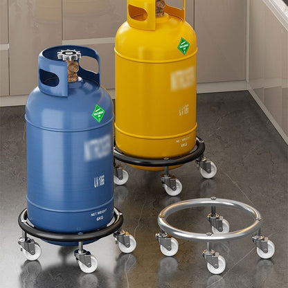 Propane Tank Dolly with 4 Locking Wheels, Gas Cylinder Cart & Movable Base for Tanks, Garden Pots & Storage