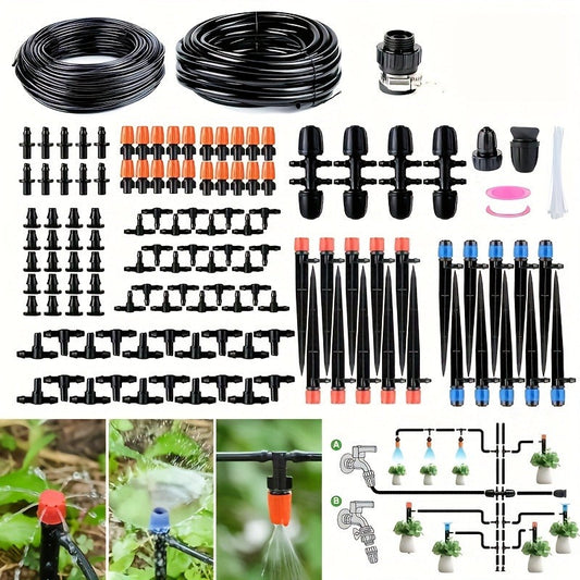 226FT Drip Irrigation Kit – Automatic Plant Watering System with Adjustable Nozzles for Garden & Greenhouse