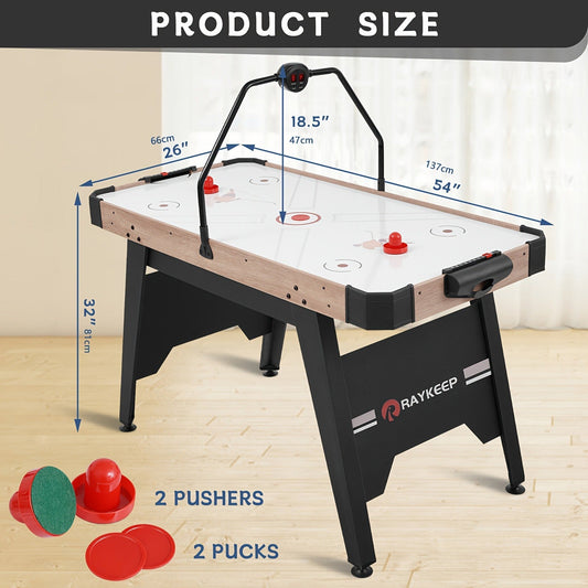 54 Inch Air Hockey Table with LED Scorer – Indoor Arcade Hockey Game Set with 2 Pucks & 2 Pushers, Portable Sports Gaming Table for Game