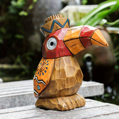 Solar Garden Statue, Tiki Woodpecker Bird Outdoor Light Sculpture for Patio, Pool & Yard Decor