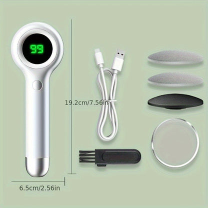 Electric Callus Remover for Feet - Rechargeable Foot File with 3 Interchangeable Heads, 2 Speed Settings & Built-in Vacuum