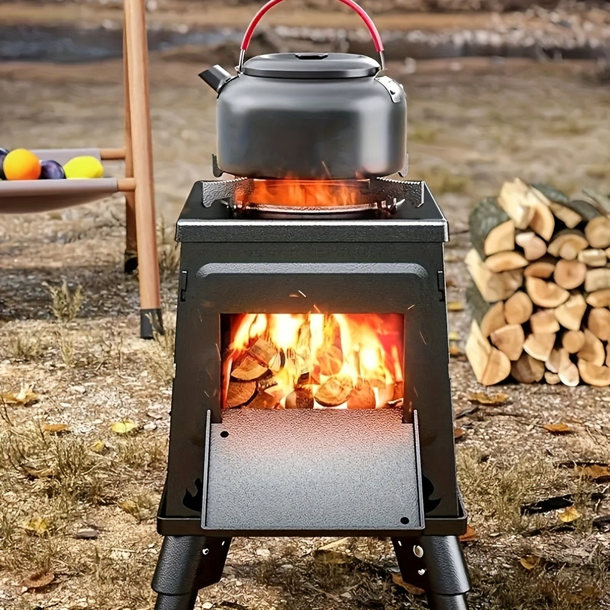 Camping Wood Stove Portable Wood Burning Stove – Outdoor BBQ Rocket Stove for Hiking Picnic Survival Cooking