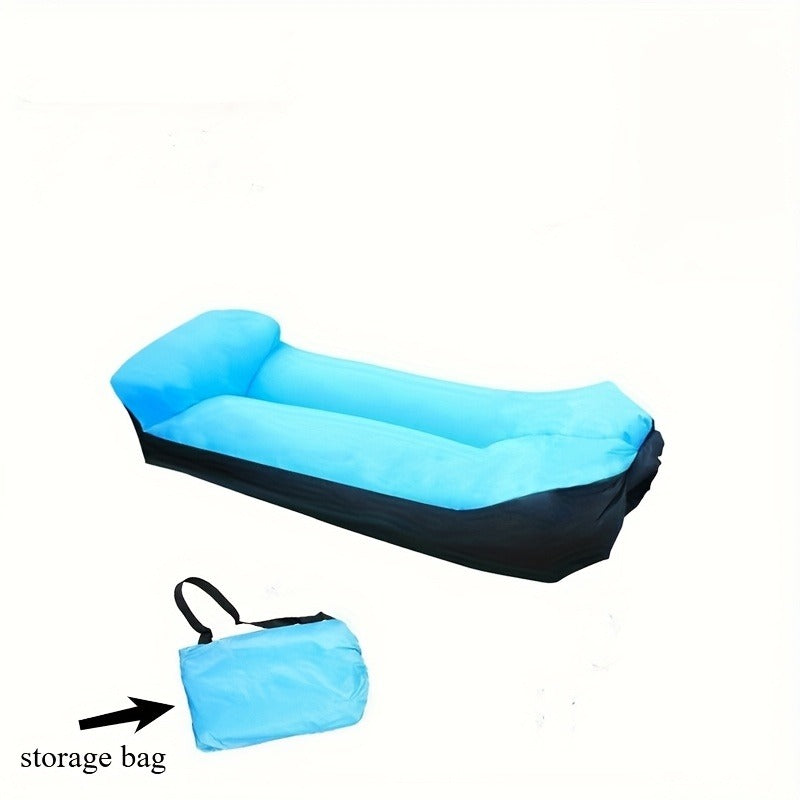 Two-Tone Inflatable Air Lounger with Storage Bag in Red, Blue or Purple with Black Base Options
