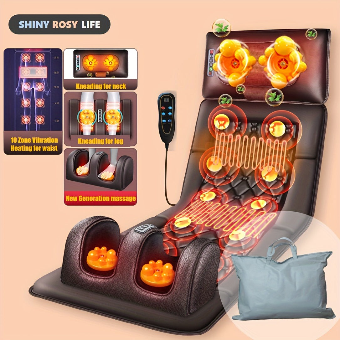 EMS Leg Massager Full Body Massage Pad 10-Zone Wave Vibration Kneading Pillow with Foot Calf Massager Hot Compress & Storage Bag
