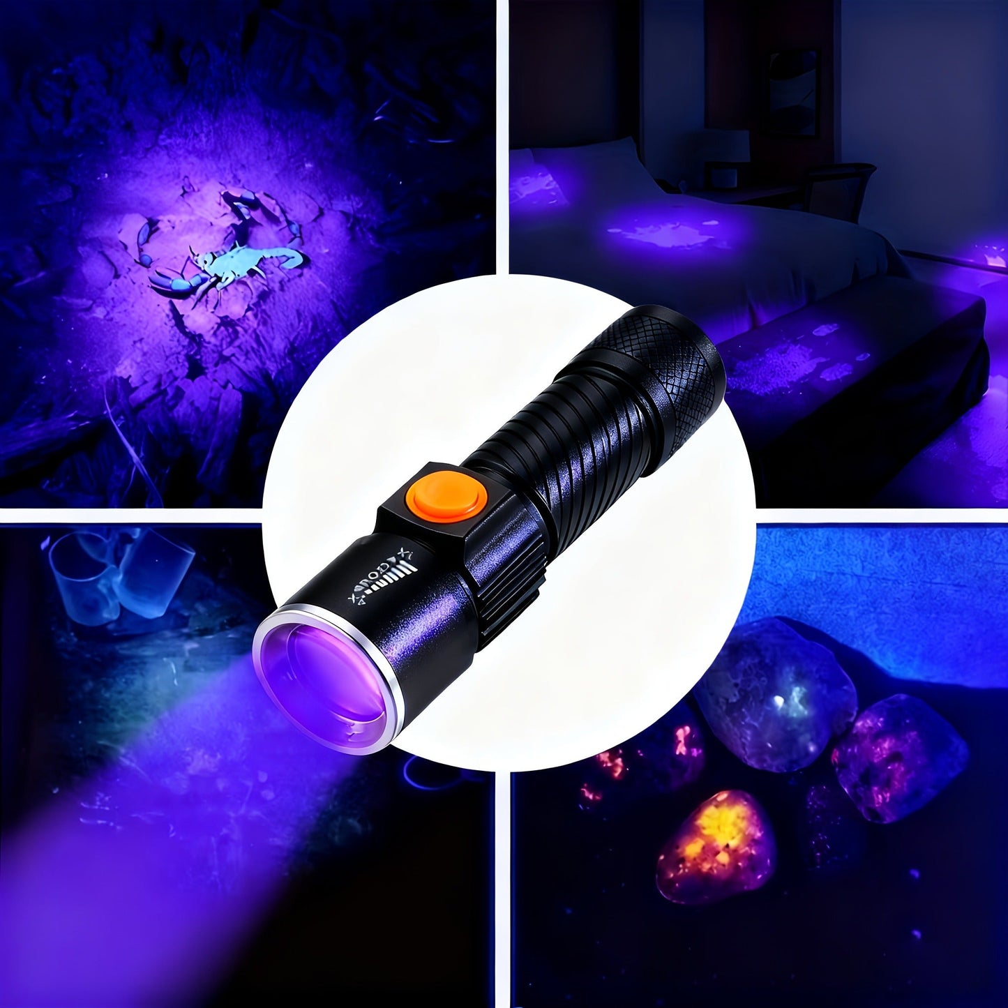 UV Flashlight Black Light 395nm USB Rechargeable - Ultraviolet Torch with 3 Modes for Pet Stain Detection