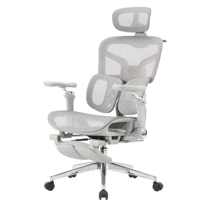 Office Chair High-Back with 6D Adjustable Armrests, Retractable Footrest, Lumbar Section and Swivel Base