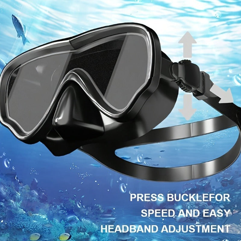 Panoramic HD Diving Mask Anti-Fog Tempered Glass Snorkel Mask with Nose Cover for Adults Youth Scuba Diving Snorkeling Swimming Pink Blue