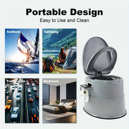 Portable Camping Toilet Extra Large for Adults – Indoor Outdoor Commode with Detachable Inner Bucket & Removable Paper Holder