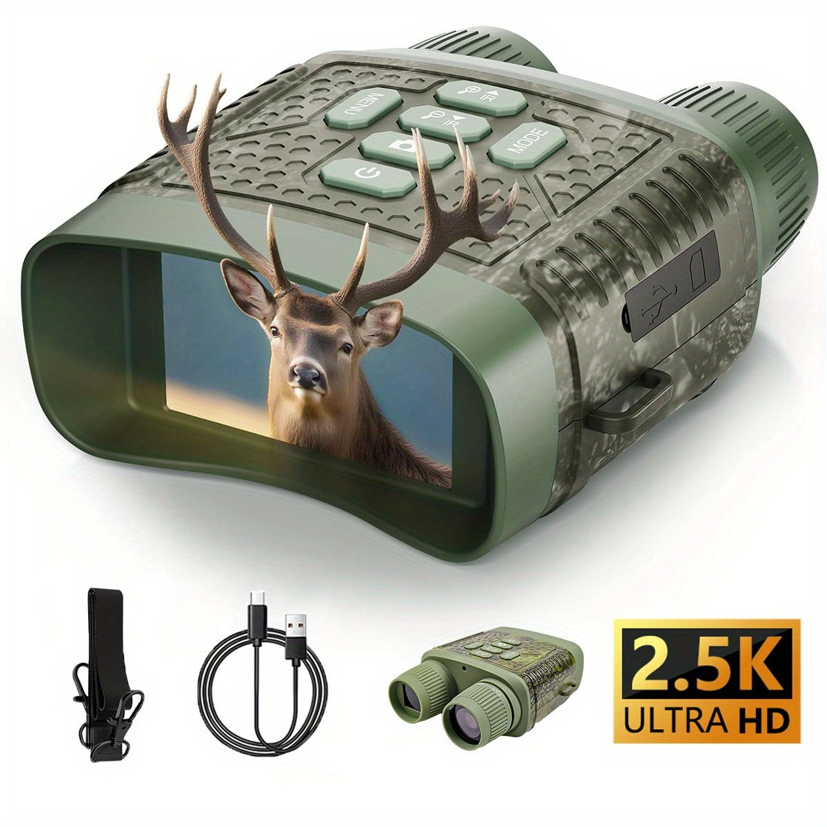 Camouflage Digital Night Vision Binoculars with 3-Inch Screen, 6X Digital Zoom, Seven IR Levels and 2000mAh Battery