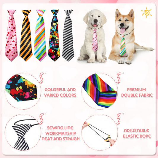 Dog Neck Ties Bulk Pack 30pcs Adjustable Grooming Bow Ties for Medium Large Dogs Mix Colors Holiday Birthday Daily Wear Pet Collar