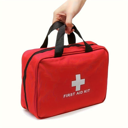 25-Item First Aid Kit with Red Handled Zipper Case, Two Mesh Sections and Labeled Supply Packets
