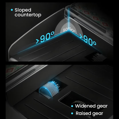 Automatic Playing Card Shuffler for 2, 4 or 6 Decks with One-Button Battery Operation and Transparent Card Chambers