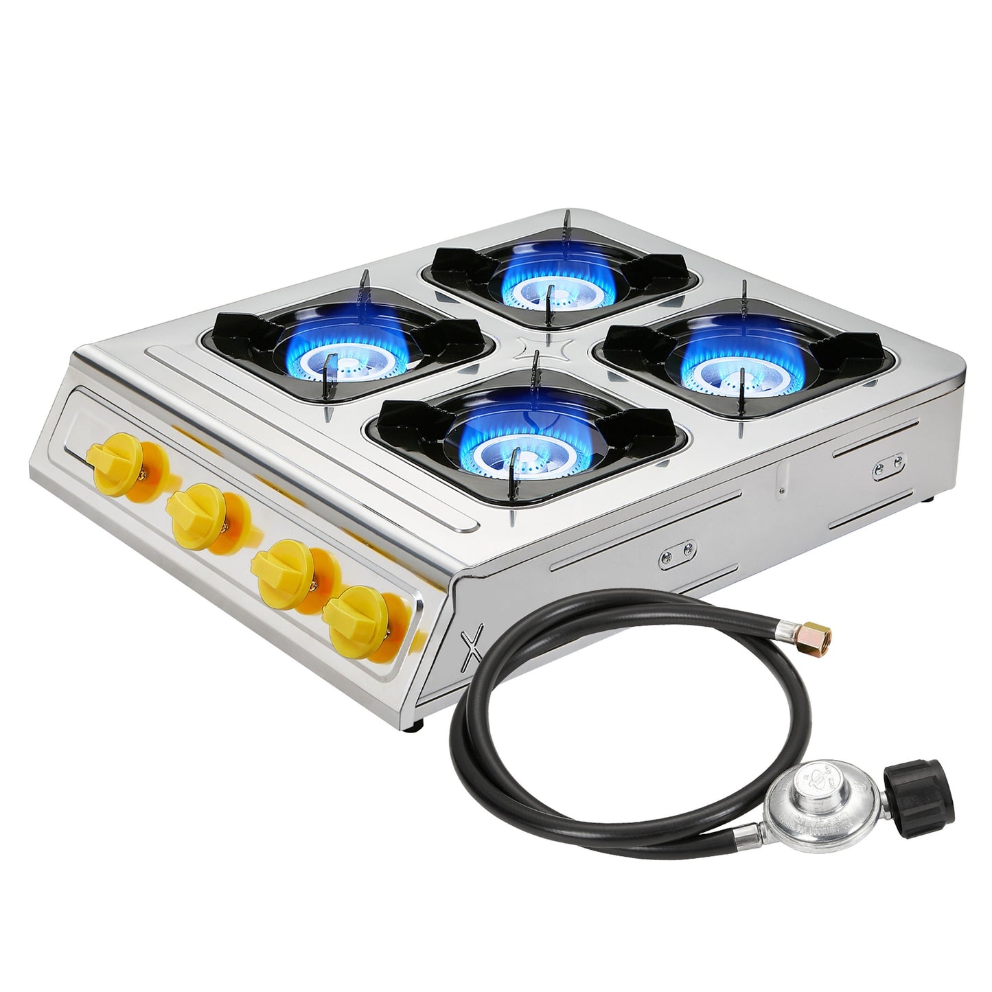 4 Burner Propane Stove 40000 BTU Auto Ignition Outdoor Gas Cooker for Camping Garden Fishing Hiking for Garden, Patio and Yard Use