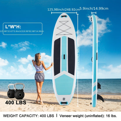 10.5-Foot Inflatable Stand-Up Paddle Board with Wide Non-Slip Deck and Green, Orange or Gray Options