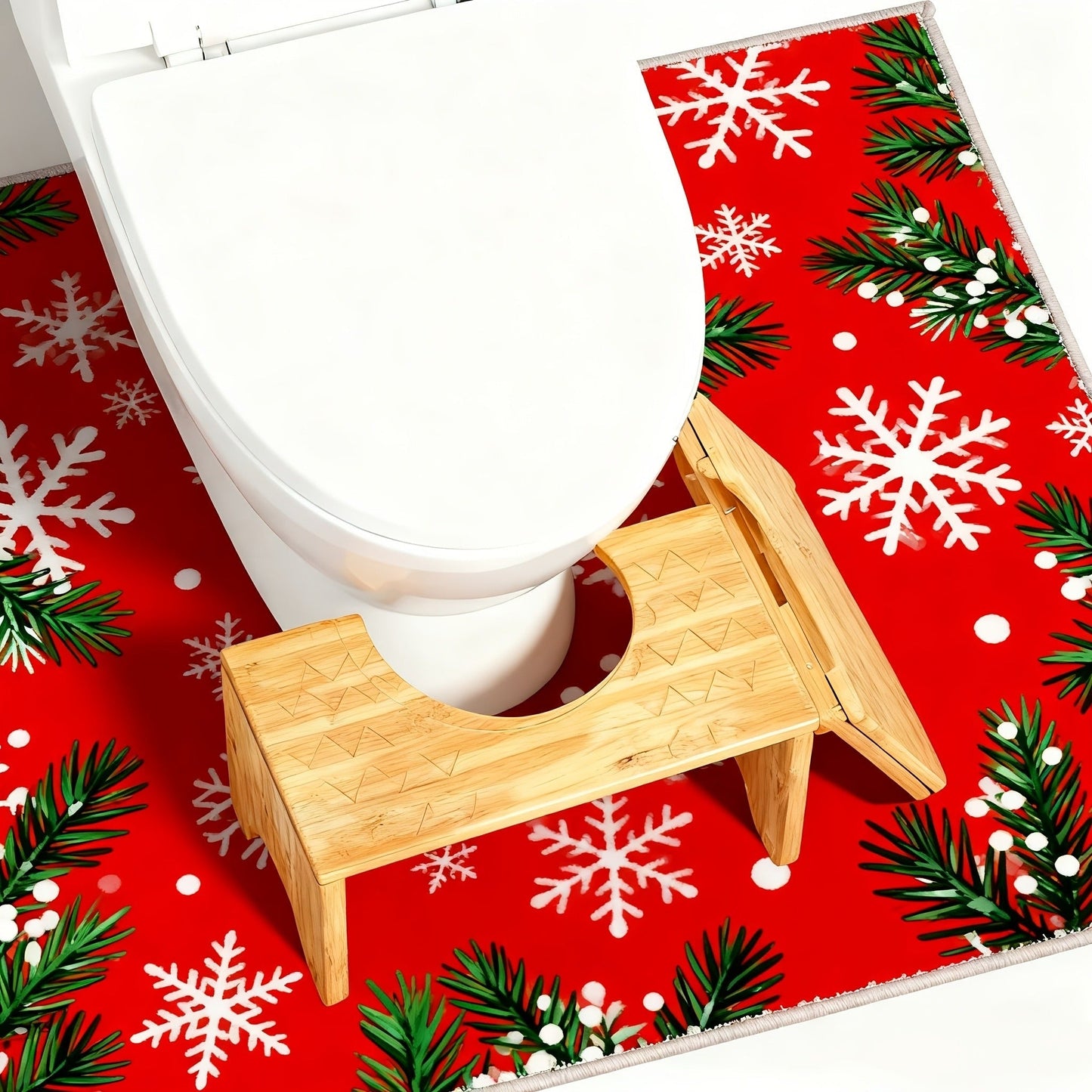 Toilet Stool Foldable Bamboo Squatting Stool – Ergonomic 7-Inch Height for Natural Constipation Relief | Collapsible Non-Slip Bathroom