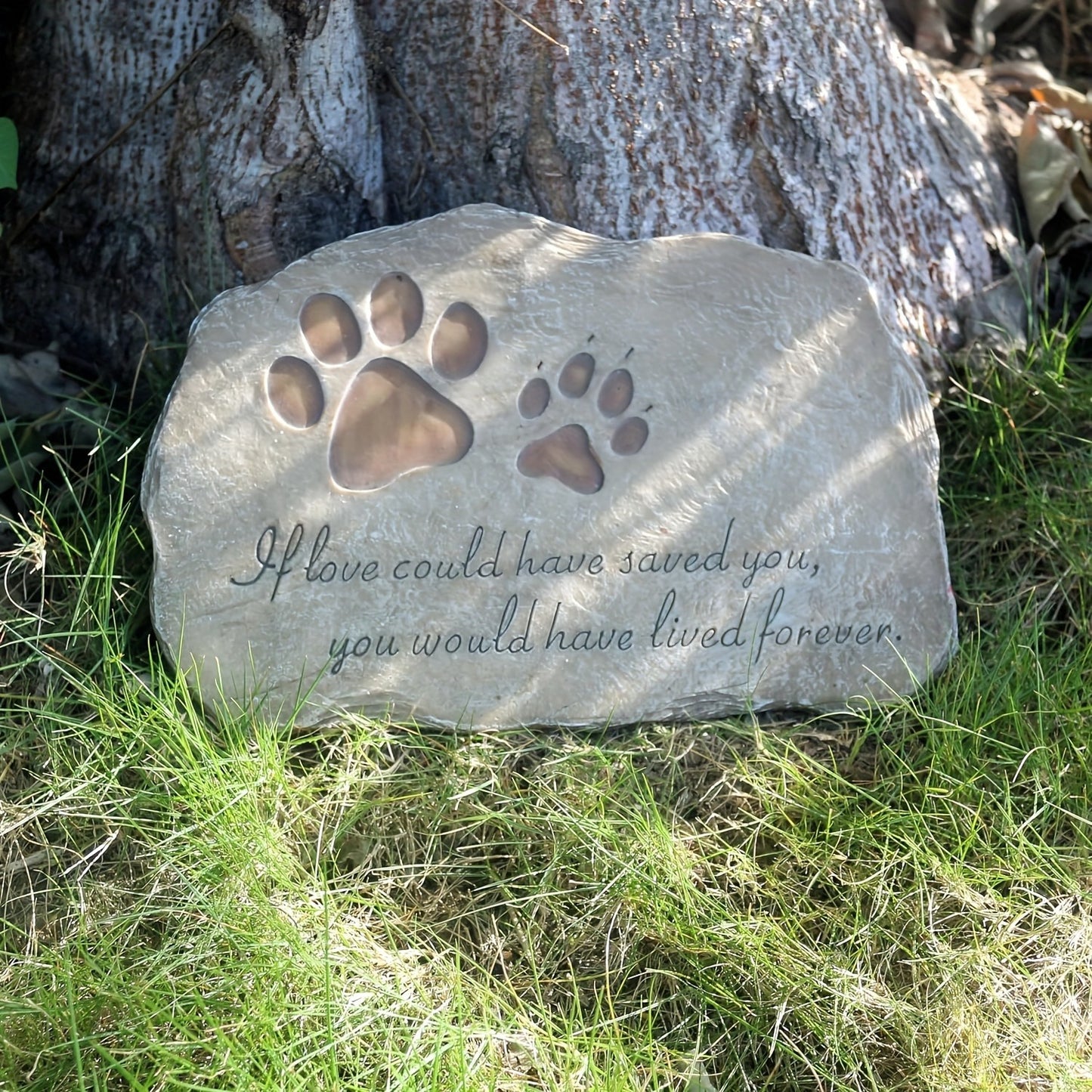 Pet Memorial Stone Hand-Painted Paw Print Garden Grave Marker for Dogs & Cats, Sympathy Loss Gift Indoor Outdoor Pet Remembrance Stone