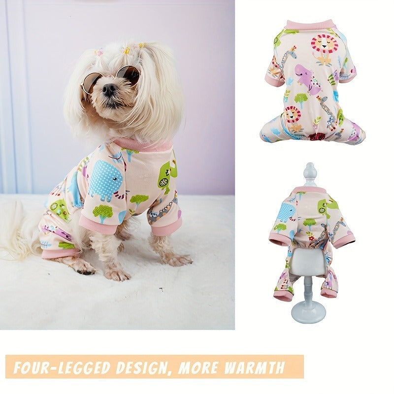 Puppy Clothes Set 4pcs Dog Cat Pajamas Onesie for Small Breeds Boys Girls, Spring Summer Shirts for Chihuahua Yorkshire Terrier Cats